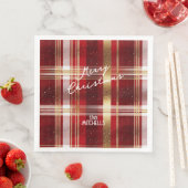 Red Gold Weihnachtsmuster Tartan Muster#7 ID1009 Serviette (Beispiel)