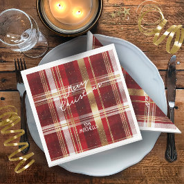 Red Gold Weihnachtsmuster Tartan Muster#7 ID1009 Serviette