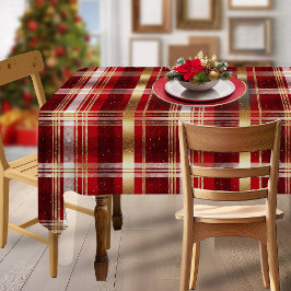 Red Gold Weihnachtsmuster Tartan Muster#7 ID1009 Tischdecke