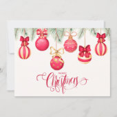 Red Gold Weihnachtsschmuck Feiertagskarte (Vorderseite)