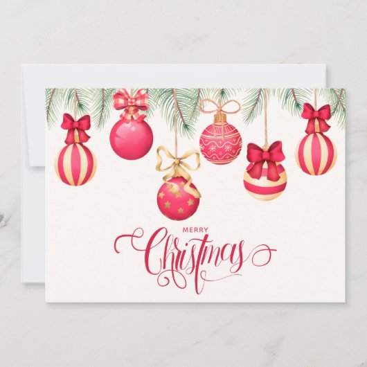 Red Gold Weihnachtsschmuck Feiertagskarte (Vorderseite)