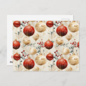 Red Gold Weihnachtsschmuck Holly Berry Postkarte (Vorne/Hinten)