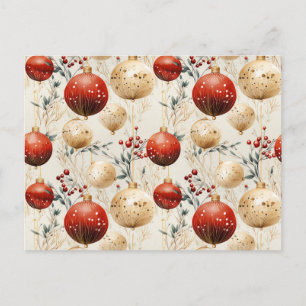 Red Gold Weihnachtsschmuck Holly Berry Postkarte