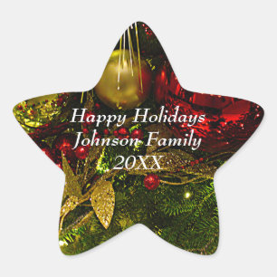 Red & Gold Weihnachtsschmuck Tree Star Sticker
