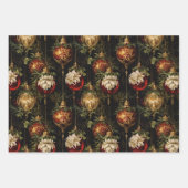Red Gold Weihnachtsschmuck und Vögel Geschenkpapier Set (Vorderseite 3)