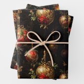 Red Gold Weihnachtsschmuck und Vögel Geschenkpapier Set (Beispiel)