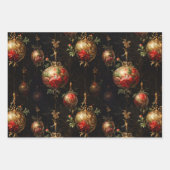 Red Gold Weihnachtsschmuck und Vögel Geschenkpapier Set (Vorderseite)