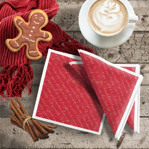 Red Gold Weihnachtstypografie Pattern#36 ID1009 Serviette