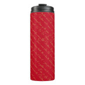 Red Gold Weihnachtstypografie Pattern#36 ID1009 Thermosbecher (Vorderseite)