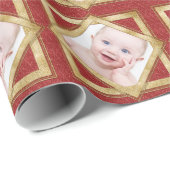 Red Gold Weihnachtsvorlage Personalisiert Geschenkpapier (Rolleneckpunkt)