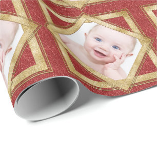 Red Gold Weihnachtsvorlage Personalisiert Geschenkpapier