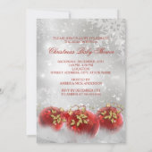 Red Gold White Christmas Baby Dusche Boy Blonde Einladung (Rückseite)