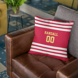 Red, Gold & White Football Team Personalisiert Kissen