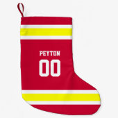 Red, Gold & White Football Team Personalisiert Kleiner Weihnachtsstrumpf (Vorderseite)