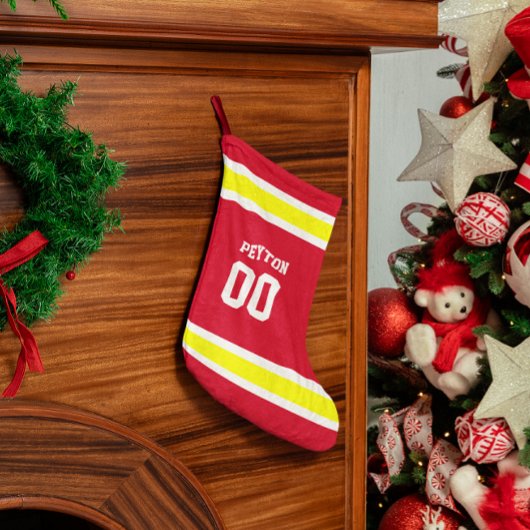 Red, Gold & White Football Team Personalisiert Kleiner Weihnachtsstrumpf