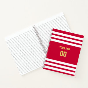 Red, Gold & White Football Team Spiral Notizbuch