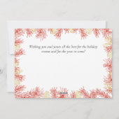 Red Gold White Modern Botanisches Foto Weihnachten (Rückseite)