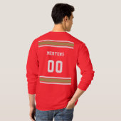 Red Gold White Sports Jersey Team Name Long Sleeve T-Shirt (Schwarz voll)