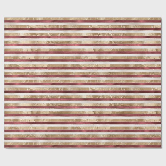 Red Gold White Stripes Geschenkpapier (Flach)