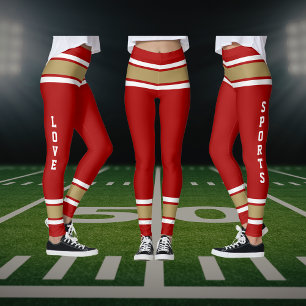 Red Gold White Team Jersey Liebe Sports Leggings