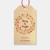 Red Gold Winter Berry Wreath Weihnachtsgeschenke T Geschenkanhänger (Vorderseite)