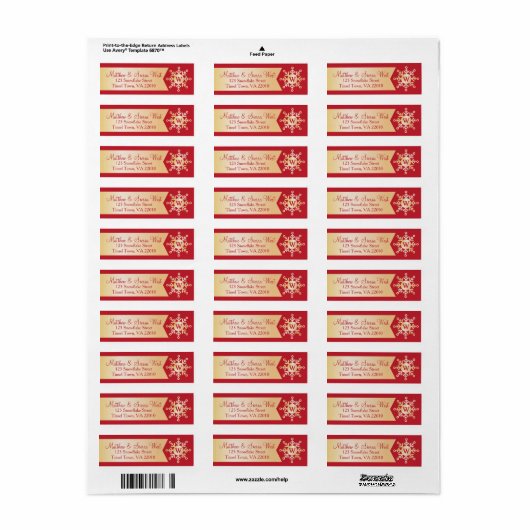 Red Gold Winter Snowflake Holiday Monogram (Vorne)