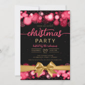 Red Gold Winter Wonderland Family Xmas Ribbon Einladung (Vorderseite)