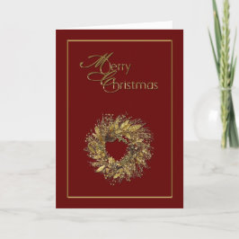 Red Gold Wreath Frohe Weihnachtskarte Feiertagskarte