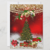 Red Gold Xmas Tree festliches Weihnachtsfest Party Einladung (Rückseite)