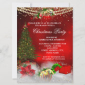 Red Gold Xmas Tree festliches Weihnachtsfest Party Einladung (Vorderseite)