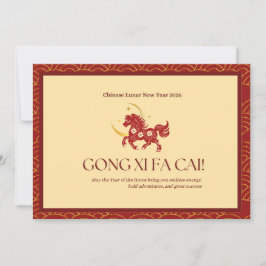 Red & Gold Year of Horse  Feiertagskarte