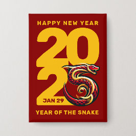 Red Gold Year of the Snake 2025 Button