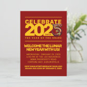 Red Gold Year of the Snake 2025 Einladung (Stehend Vorderseite)