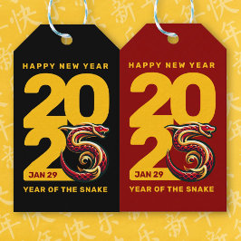 Red Gold Year of the Snake 2025 Geschenkanhänger
