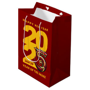 Red Gold Year of the Snake 2025 Mittlere Geschenktüte