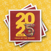 Red Gold Year of the Snake 2025 Serviette