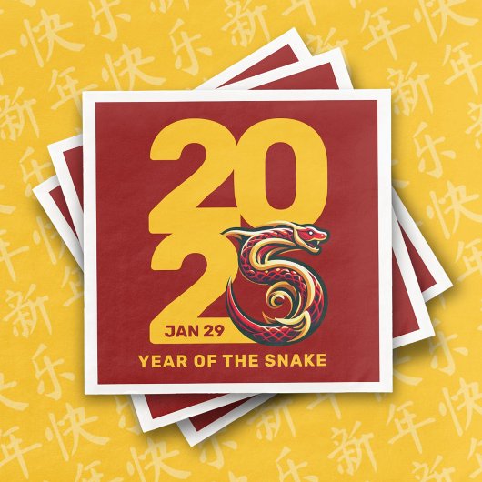 Red Gold Year of the Snake 2025 Serviette