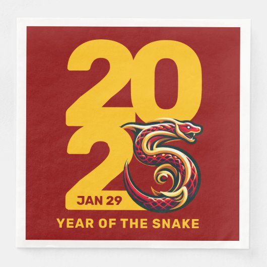 Red Gold Year of the Snake 2025 Serviette (Vorderseite)