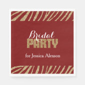 Red Gold Zebra Print Imitats Glitzer Brautparty Serviette (Vorderseite)