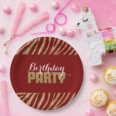 Red Gold Zebra Print Imitats Glitzer Geburtstag Pappteller (Party)