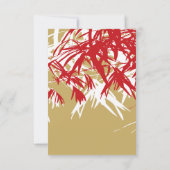 Red & Gold Zen Bamboo Blätter Chinesischer Hochzei Einladung (Rückseite)