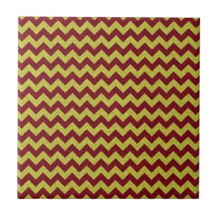 Red & Gold Zig Zag Glitzer Fliese