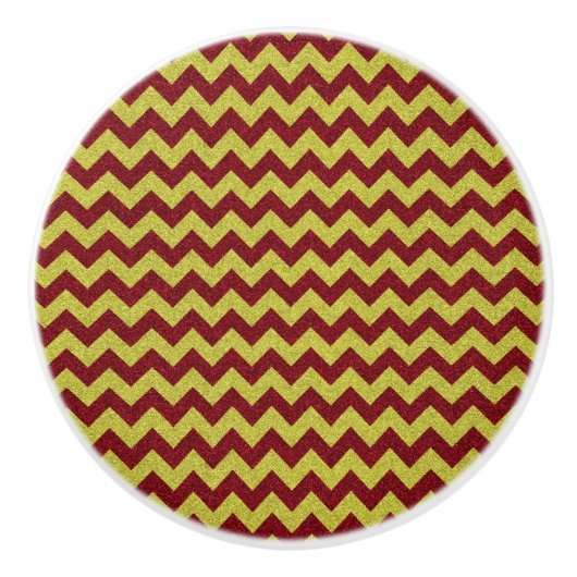 Red & Gold Zig Zag Glitzer Keramikknauf (Vorderseite)