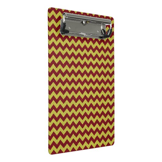 Red & Gold Zig Zag Glitzer Mini Klemmbrett (Schrägansicht)