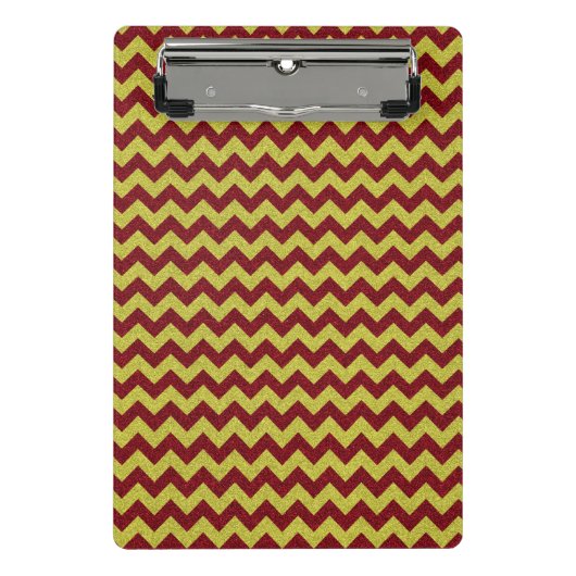 Red & Gold Zig Zag Glitzer Mini Klemmbrett (Vorderseite)