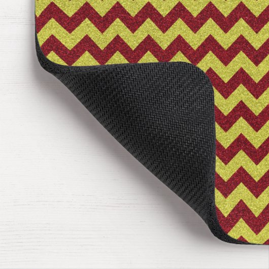 Red & Gold Zig Zag Glitzer Mousepad (Ecke)