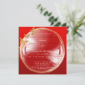 Red Golden Bubble Wedding Party Einladung (Stehend Vorderseite)
