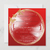 Red Golden Bubble Wedding Party Einladung (Vorderseite)