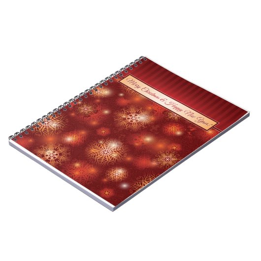 Red & Golden Christmas & Happy New Year Notizblock (Linke Seite)