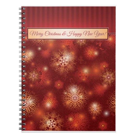 Red & Golden Christmas & Happy New Year Notizblock (Vorderseite)